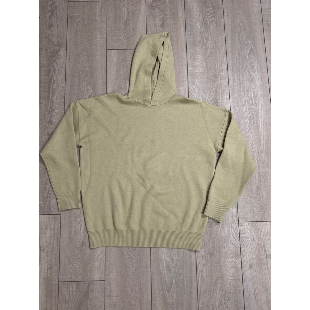 Zara Knit Hoodie Women M Sage Green Long Sleeve Pullover Sweater